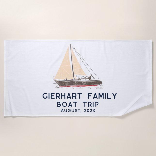 Nautical Family Boat Trip Sailing Custom Strandtuch (Vorderseite)