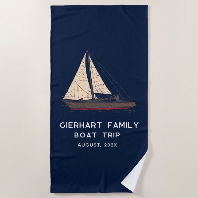 Nautical Family Boat Trip Sailing Swag Strandtuch (Vorderseite)