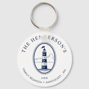 Nautical Family Wiedersehen Lighthouse White Navy Schlüsselanhänger