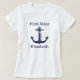 Nautical First Mate Blue Anchor Personalisiert T-Shirt (Design vorne)