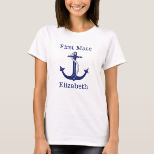 Nautical First Mate Blue Anchor Personalisiert T-Shirt