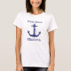 Nautical First Mate Blue Anchor Personalisiert T-Shirt (Vorderseite)