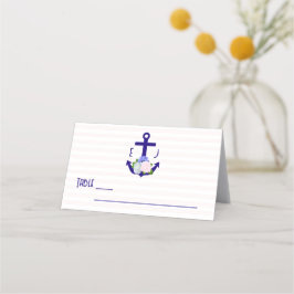 Nautical Floral Stripes Wedding Platzkarte