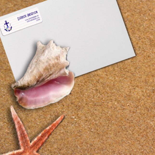 Nautical Floral Stripes Wedding Return Address (Von Creator hochgeladen)