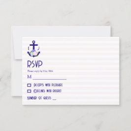 Nautical Floral Stripes Wedding RSVP Karte