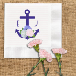 Nautical Floral Stripes Wedding Serviette