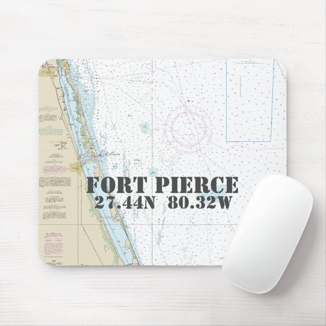 Nautical Fort Pierce Florida Latitude Länge Mousepad (Mit Mouse)