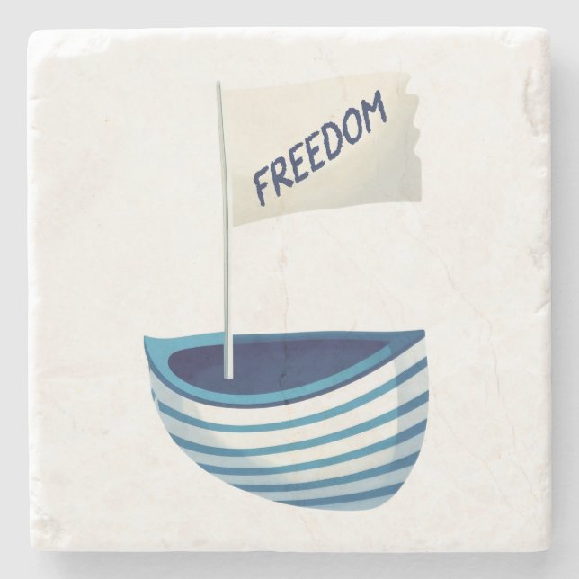 Nautical Freedom Boat Steinuntersetzer (Vorderseite)
