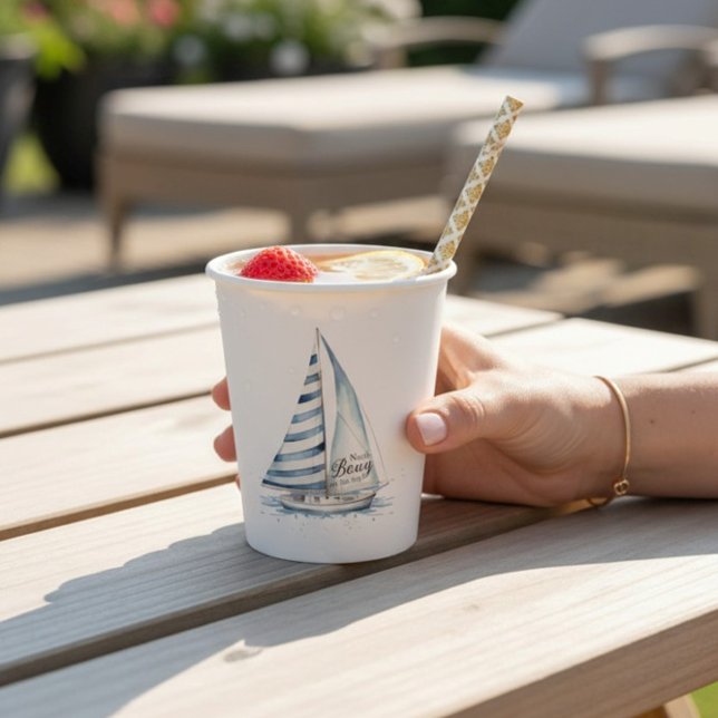 Nautical fun  "Nauti-Bouy" Sailboat baby shower Pappbecher (Von Creator hochgeladen)