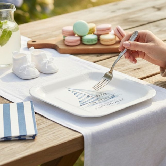 Nautical fun  "Nauti-Bouy" Sailboat baby shower Pappteller (Von Creator hochgeladen)