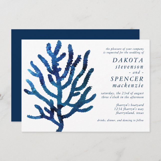 Nautical Galaxy Coral Reef | Beach Marina Wedding Einladung (Vorne/Hinten)