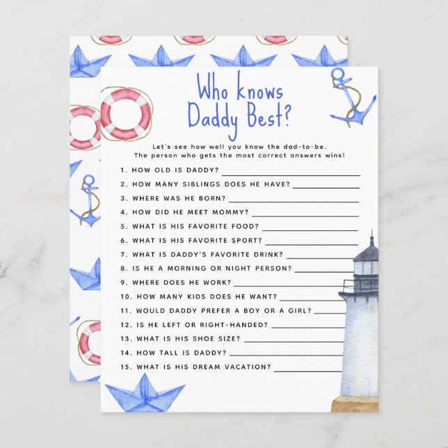 Nautical - Game Who kennt Daddy am besten (Vorne/Hinten)