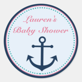 Nautical Girl Baby Dusche Pflegeaufkleber Runder Aufkleber