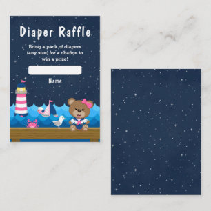 Nautical Girl Bear Pink und Navy Diaper Raffel Begleitkarte
