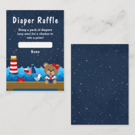 Nautical Girl Bear Red and Navy Diaper Raffel Begleitkarte