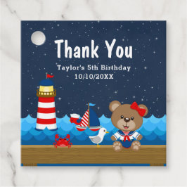 Nautical Girl Bear Red Geburtstagsparty Danke Geschenkanhänger