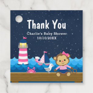 Nautical Girl Monkey Pink Baby Dusche Danke Geschenkanhänger
