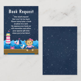 Nautical Girl Monkey Pink und Navy Book Request Begleitkarte