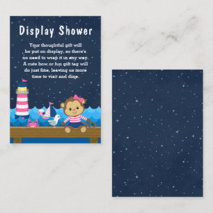 Nautical Girl Monkey Pink und Navy Display Dusche Begleitkarte