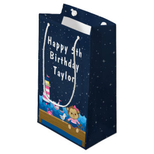 Nautical Girl Monkey Pink und Navy Happy Birthday Kleine Geschenktüte