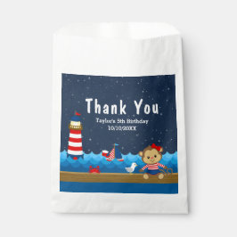 Nautical Girl Monkey Red Birthday Party Danke Geschenktütchen
