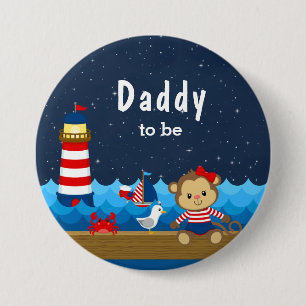 Nautical Girl Monkey Red und Navy Daddy zu sein Button