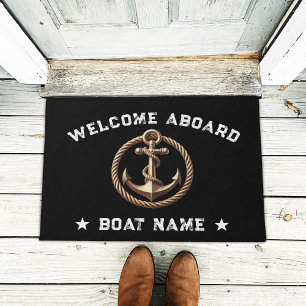 Nautical Gold Anchor Black Willkommensboot Fußmatte