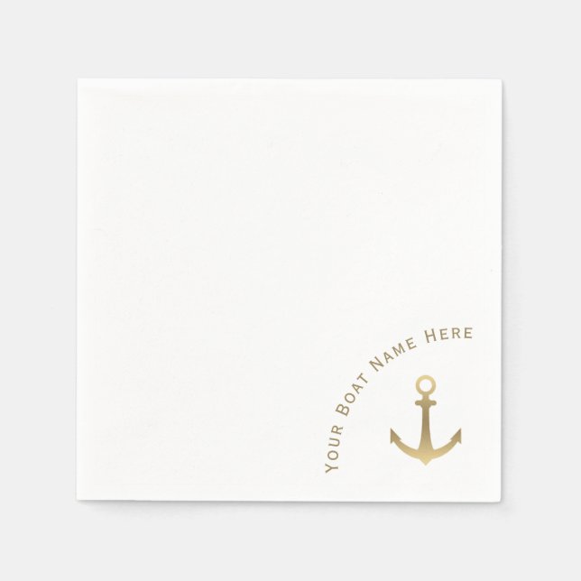 Nautical Gold Anchor - Name des Bootes Serviette (Vorderseite)