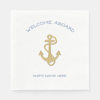 Nautical Gold Anchor Willkommen an Bord von Napkin Serviette