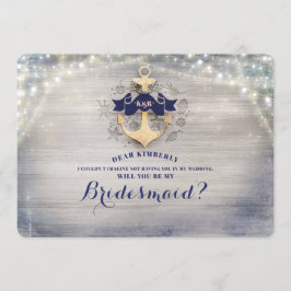 Nautical Gold Anker wirst du meine Bridesmaid sein Einladung