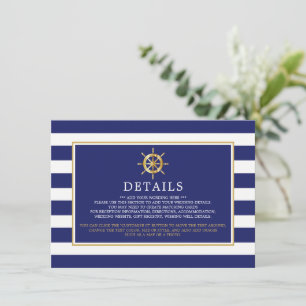 Nautical Gold Wheel, Navy & Gold Wedding Detail Begleitkarte