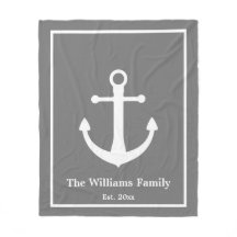 Nautical Grau & Weiß Anker & Nachname