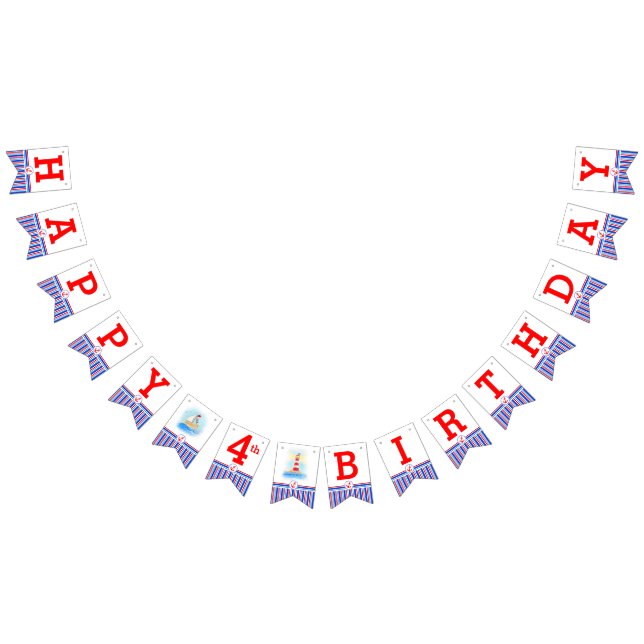 Nautical Happy Birthday Kinder altern bunte Wimpelkette (Alle)
