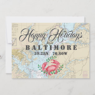 Nautical Happy Holidays aus Baltimore Feiertagskarte