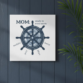 Nautical Heritage Ship Wheel Mom and Family Names Leinwanddruck