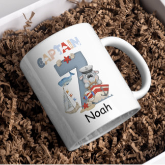 Nautical Hippo Personalisiert 7. Geburtstag Captai Kaffeetasse
