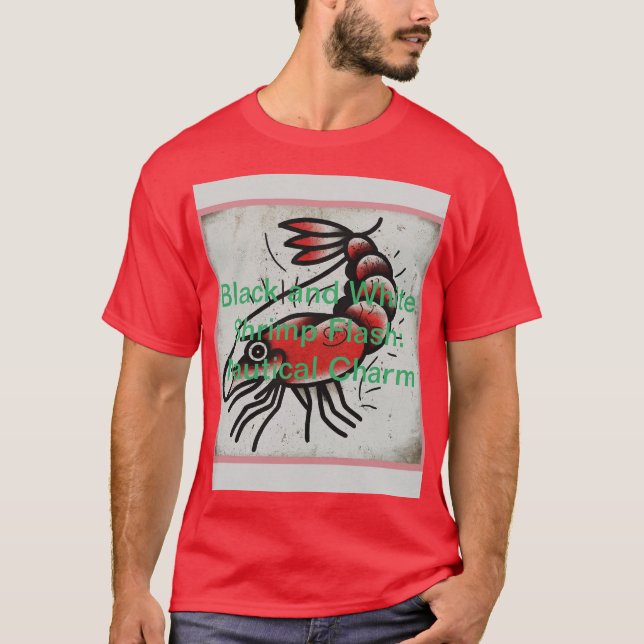 Nautical Ink: Klassischer Shrimp-Flash T-Shirt (Vorderseite)