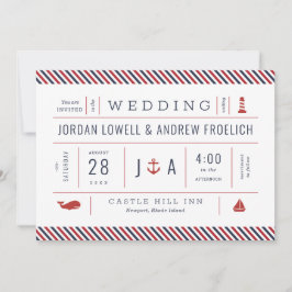 Nautical Invite Red White Blue New England Wedding Ankündigung