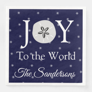 Nautical Joy Sandollar Blue White Christmas Serviette