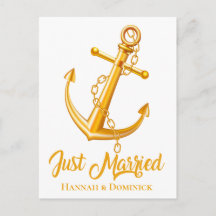 Nautical Just Married Gold Anchor Beach Hochzeit