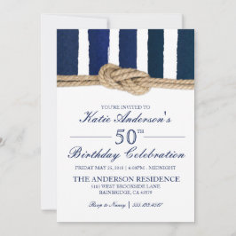 Nautical Knot Navy Streifen Geburtstagseinladung Einladung