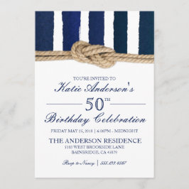 Nautical Knot Navy Streifen Geburtstagseinladung Einladung