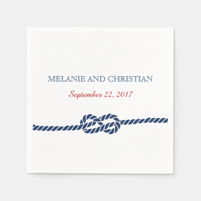 Nautical Knot Wedding Cocktail Napkin Serviette (Vorderseite)