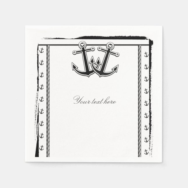 Nautical Liebe Anchors Beach Wedding Brautparty Serviette (Vorderseite)