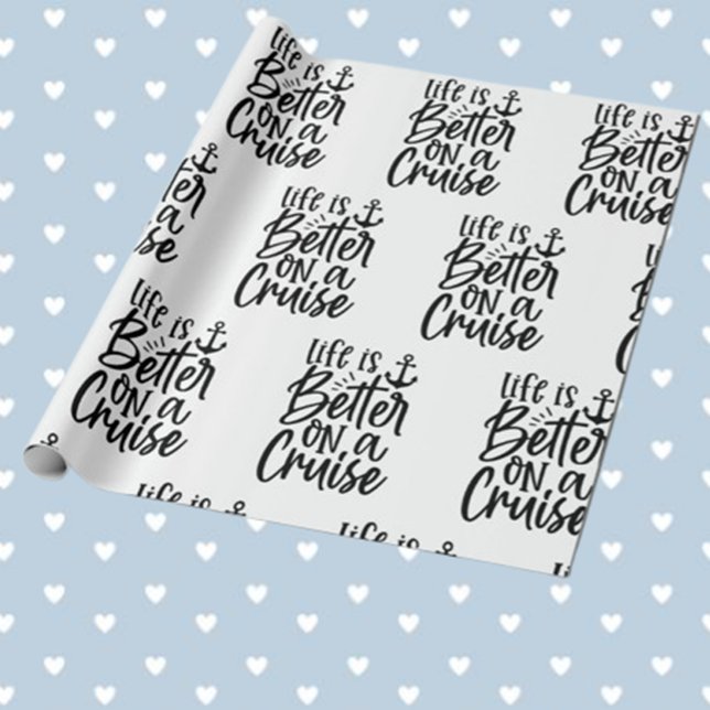 Nautical Life ist besser auf einem Kreuzfahrtthema Geschenkpapier (Celebrate special moments with our "Life is better on a cruise" nautical wrapping paper )
