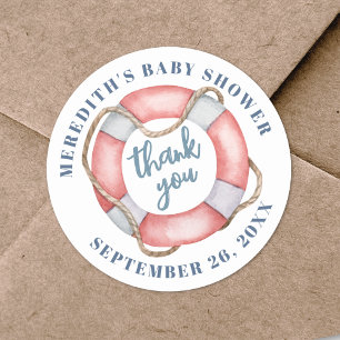 Nautical Life Ring Baby Dusche Runder Aufkleber