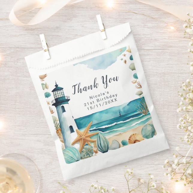 Nautical Lighthouse Birthday Geschenktütchen (Ausgeschnitten)