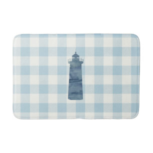 Nautical Lighthouse Blue Gingham Karo Coastal Badematte