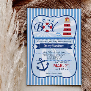 Nautical Lighthouse Boy Baby Dusche Einladung