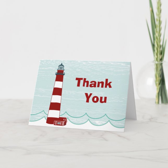 Nautical Lighthouse Dankeschön Card Dankeskarte (Vorderseite)